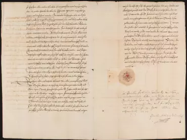 Město Olomouc a doktor Pavel Fabricius uzavírají smlouvu o opravě a zlepšení „široce známého“ olomouckého orloje. Archiv města Olomouce, fond Zlomky registratur 1426–1786 (1890), M-1-1, inv. č. 4477.
